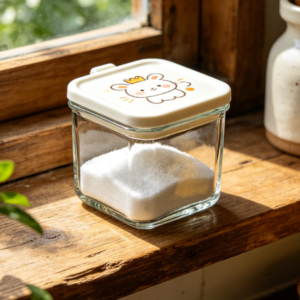 Cute Cartoon Rabbit Airtight Square Glass Seasoning Jar
